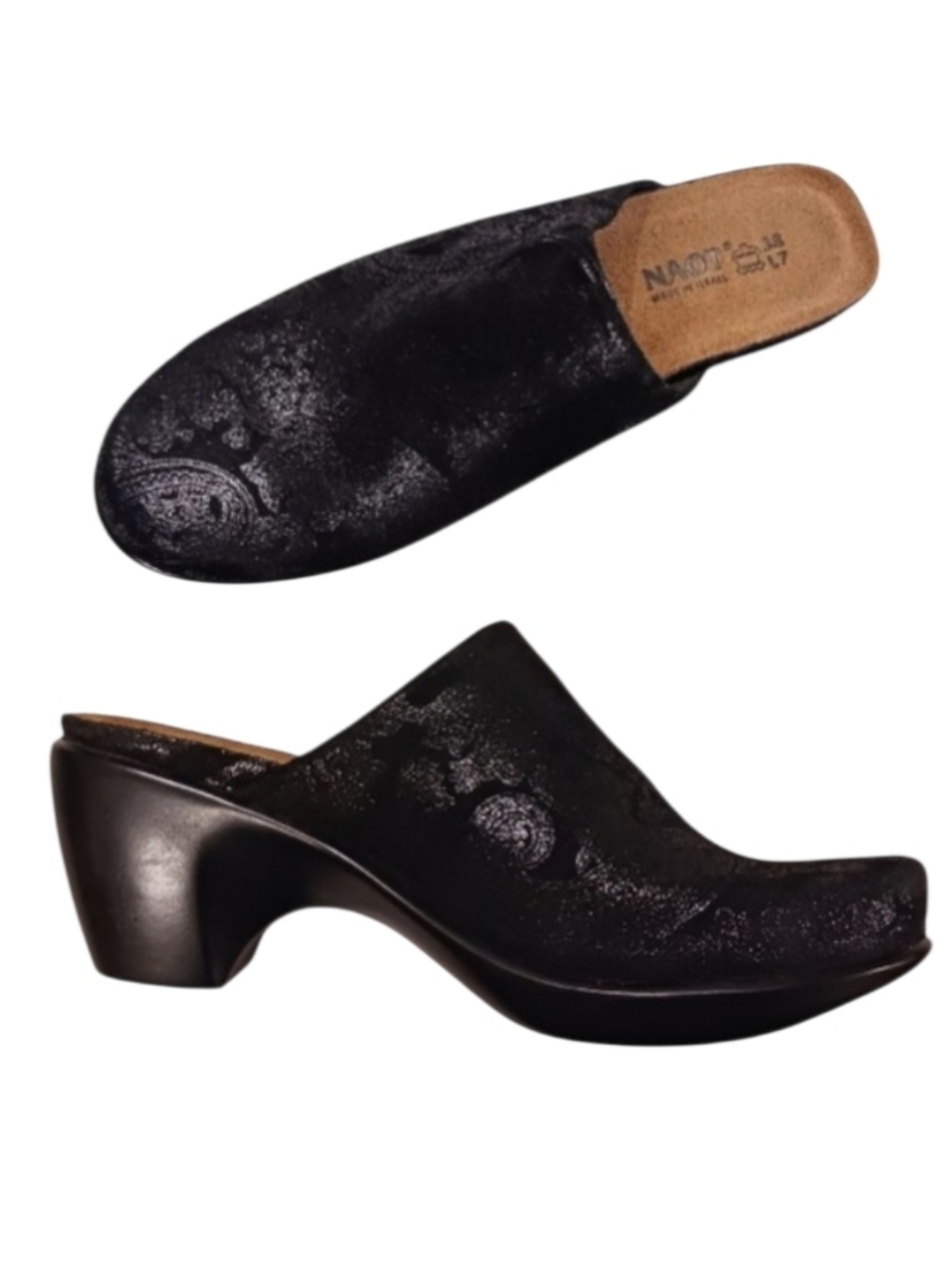 NAOT Eden Dream Lace Paisley Nubuck Mule Clog 38 7/7.5